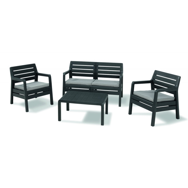 Set mobilier gradina Delano, 4 locuri, gri