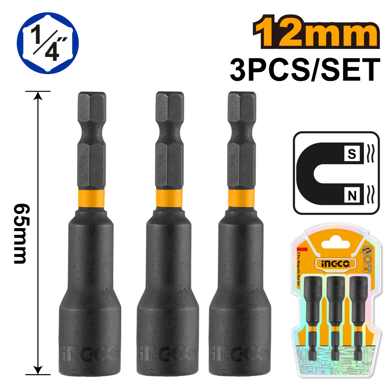 Cheie Magnetica Impact 1/4 12mm Set Adflex
