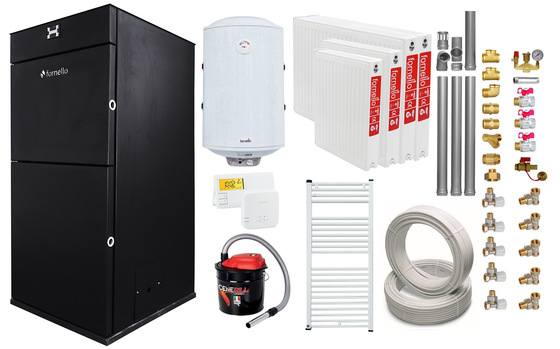 Pachet Centrala Peleti Fornello 25 kW Complet