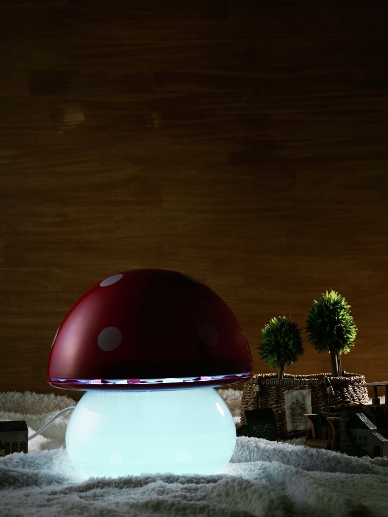 Umidificator Duux Mushroom Roșu, Veioză, 220 ml/ora, 15 mp - imagine 2