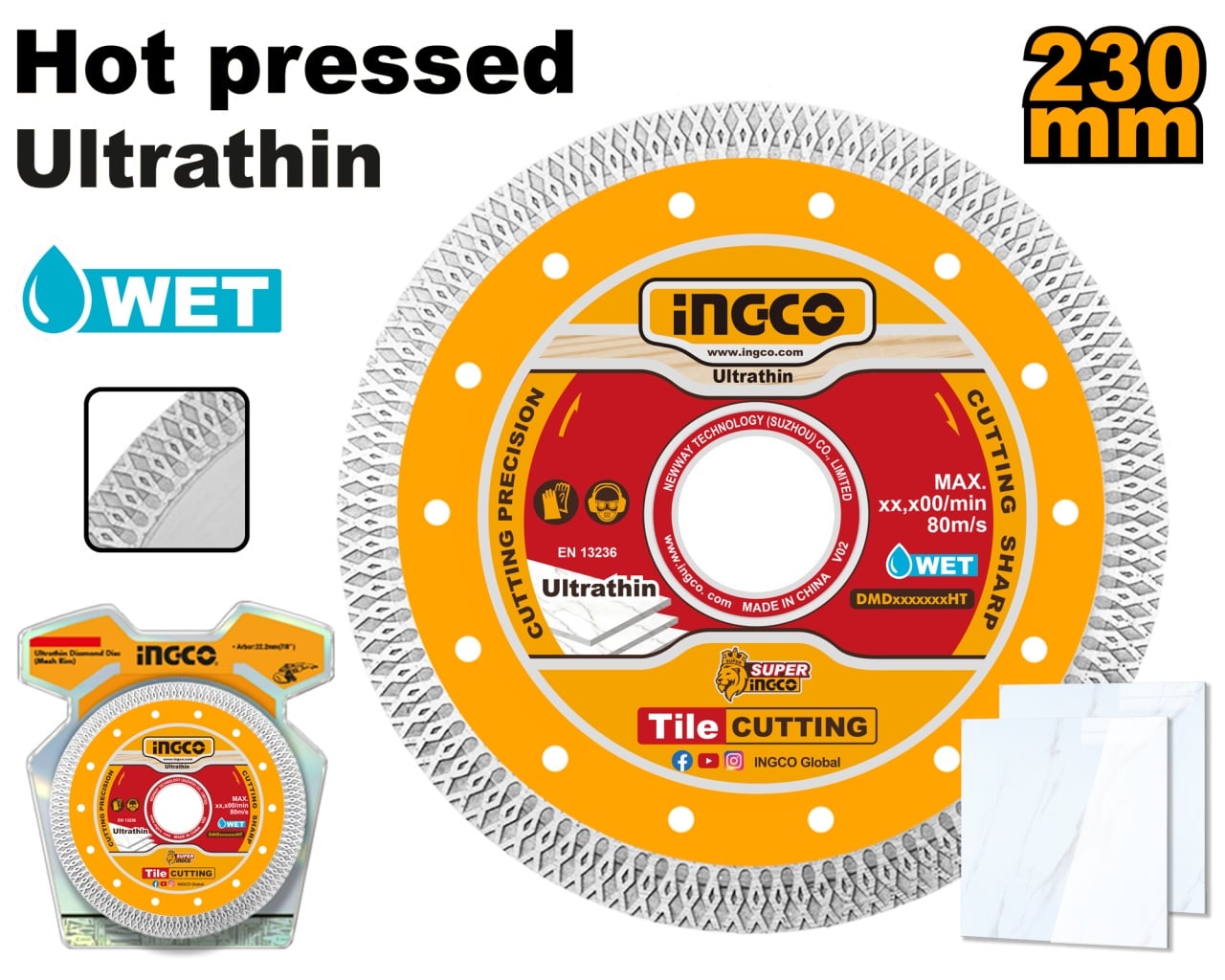 Disc Diamantat Ingco 180mm, Tăieturi Precise