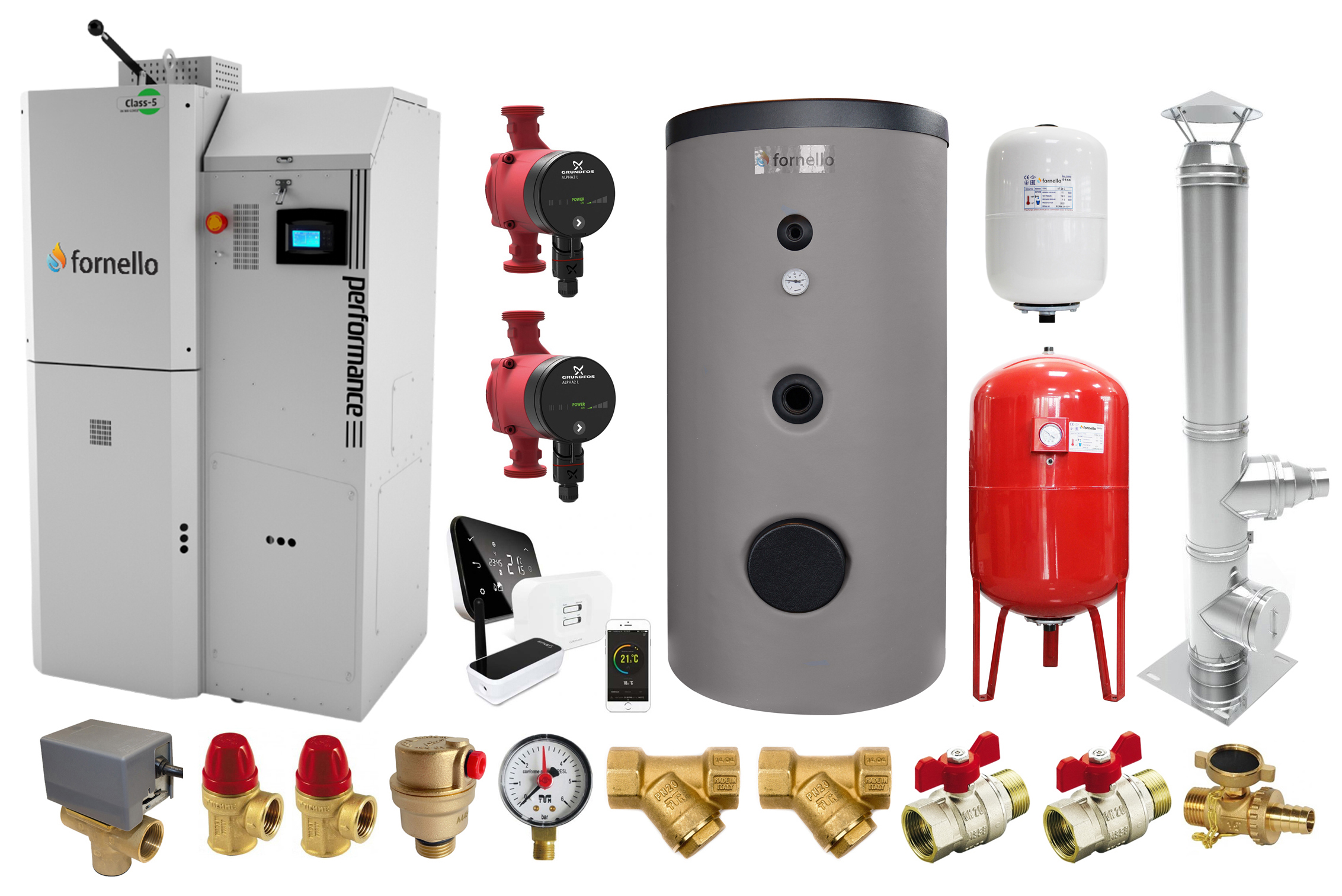 Pachet Centrală Peleti Fornello 40kW Premium
