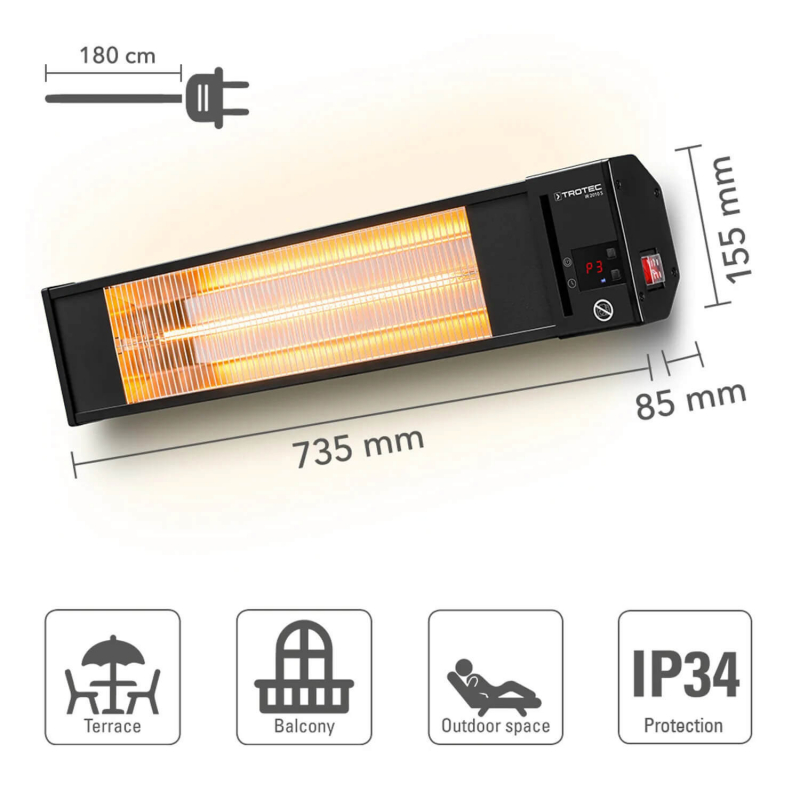 Radiator Infraroșu Trotec IR2010, 2000W, IP65 - imagine 4