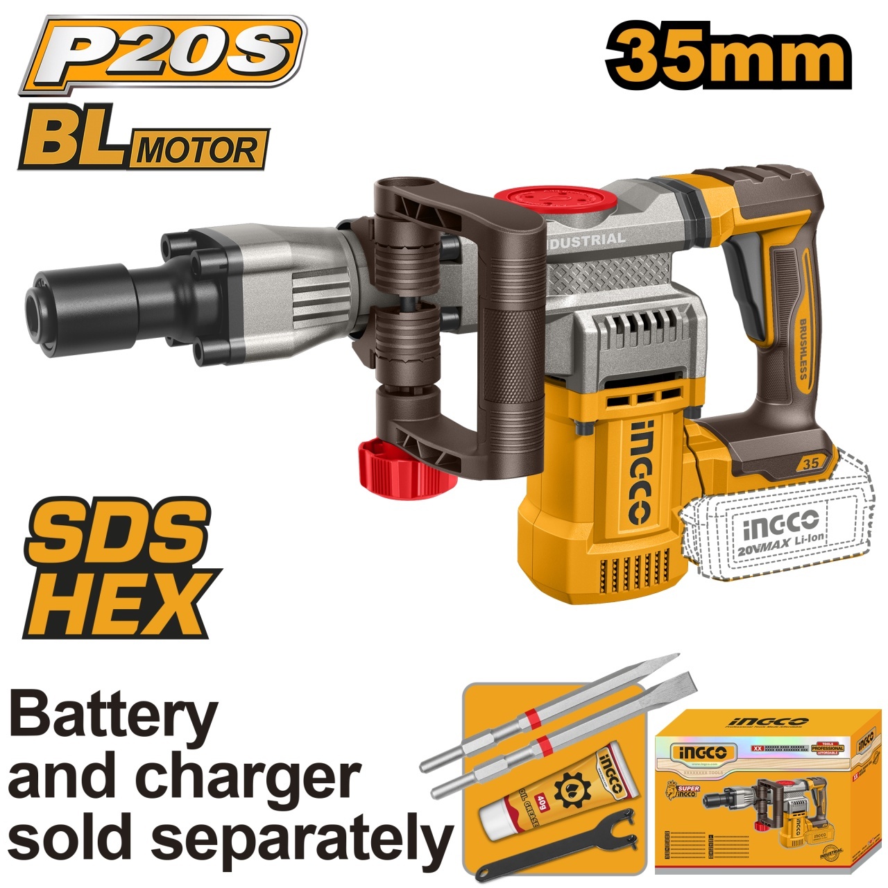Demolator INGCO 20V Brushless 16J SDS HEX CDBLI20358