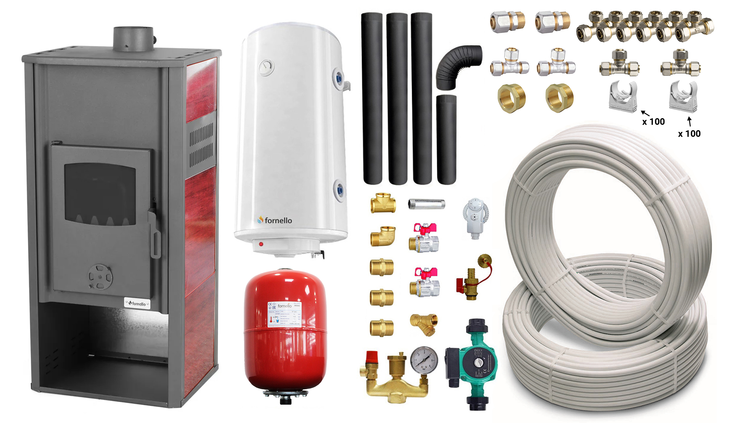 Pachet Termosemineu Fornello Roma E 22kW Complet