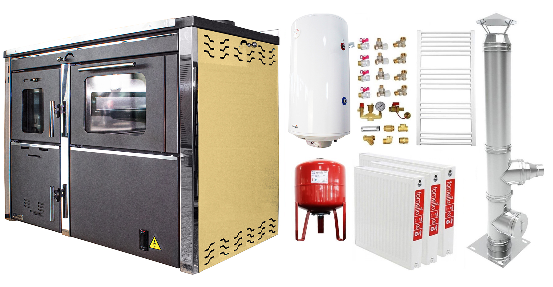 Termosemineu Fornello 34kW Pachet Complet 2 Camere