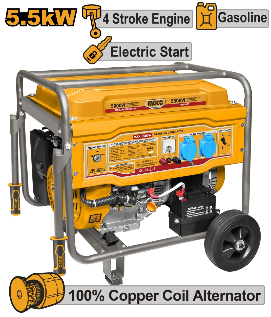 Generator benzina 5.5KW pornire electrica Ingco