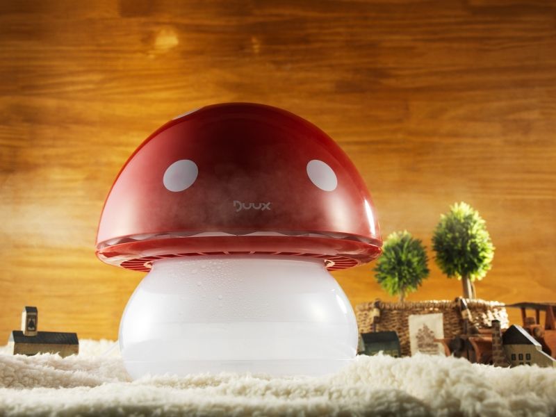 Umidificator Duux Mushroom Roșu, Veioză, 220 ml/ora, 15 mp