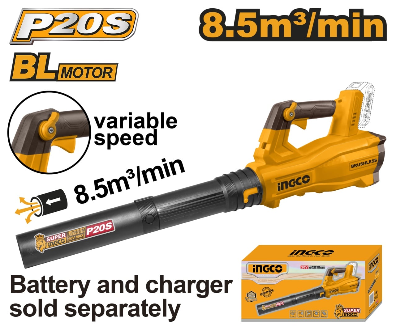 Suflanta Frunze 20V Brushless INGCO
