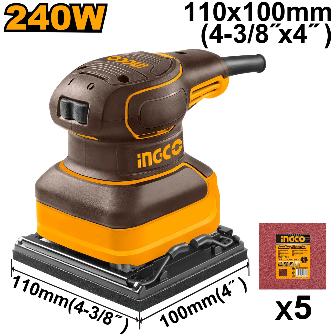 Slefuitor Orbital Ingco 240W pentru Finisaje Precise - imagine 2