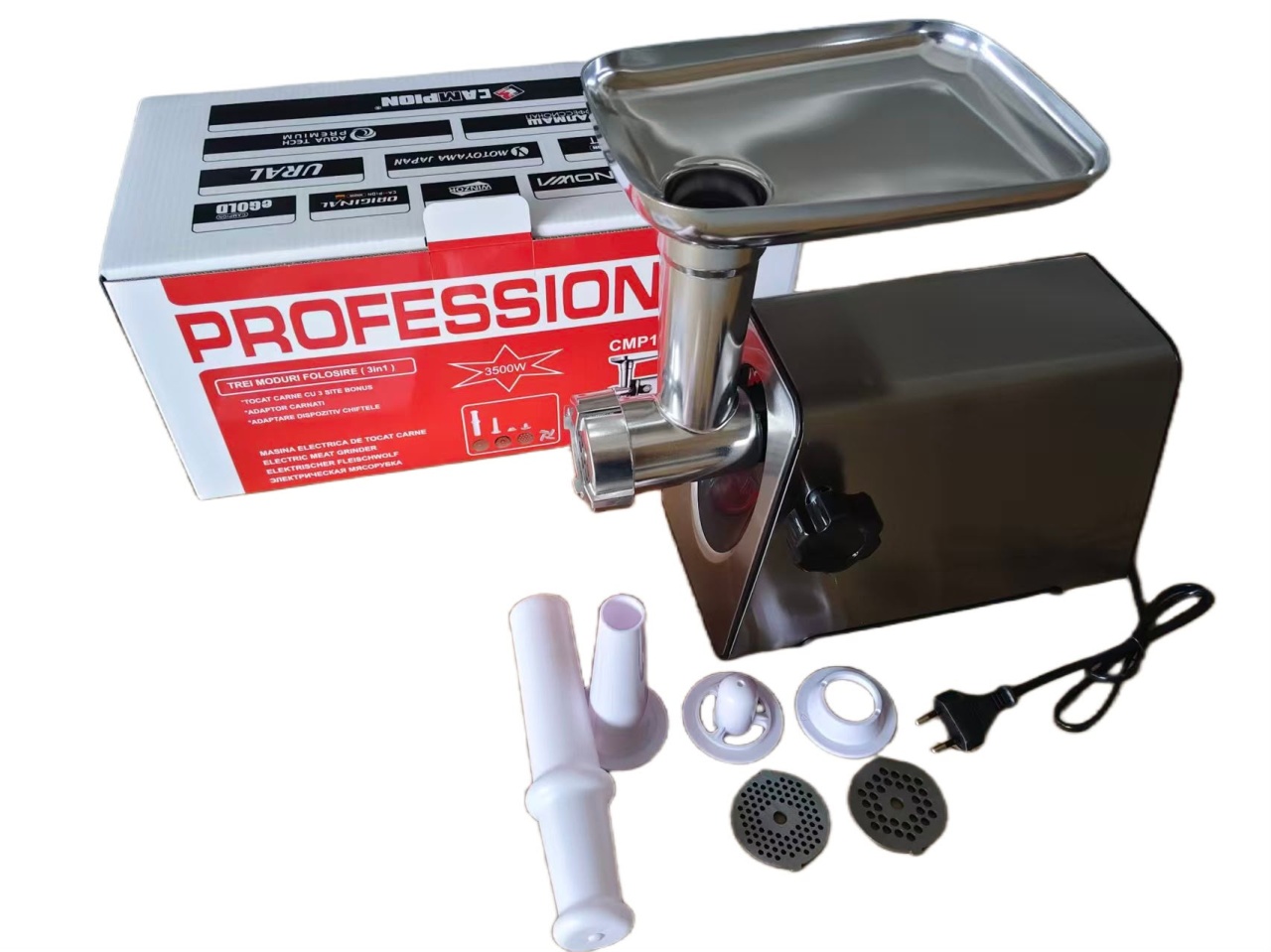Mașină de tocat carne Campion Professional 3500W inox, 3 în 1 - imagine 6