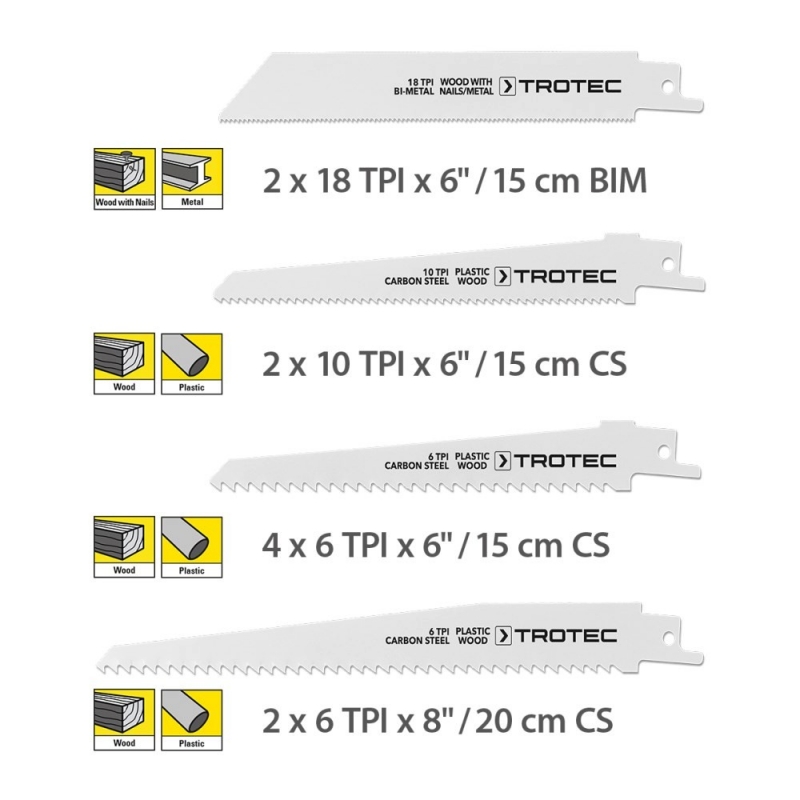Set pânze tăiere Trotec, 10 bucăți, lemn/metal/plastic - imagine 5