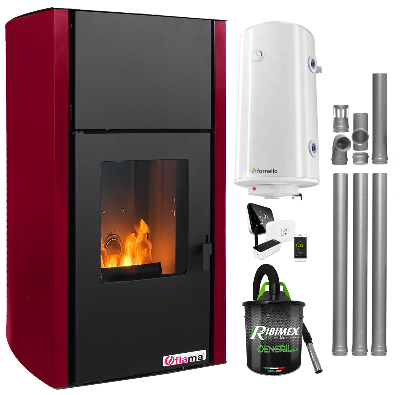 Termosemineu Fornello 25kw + Boiler 100L + Control