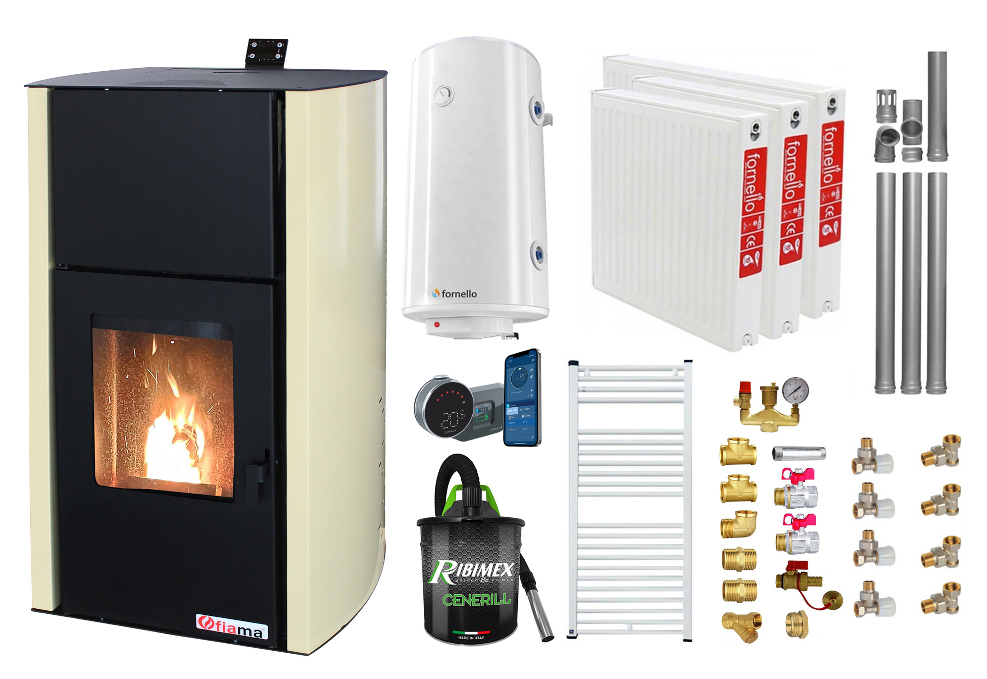 Pachet Complet Termosemineu Fornello 12kw Control Distanță - imagine 2