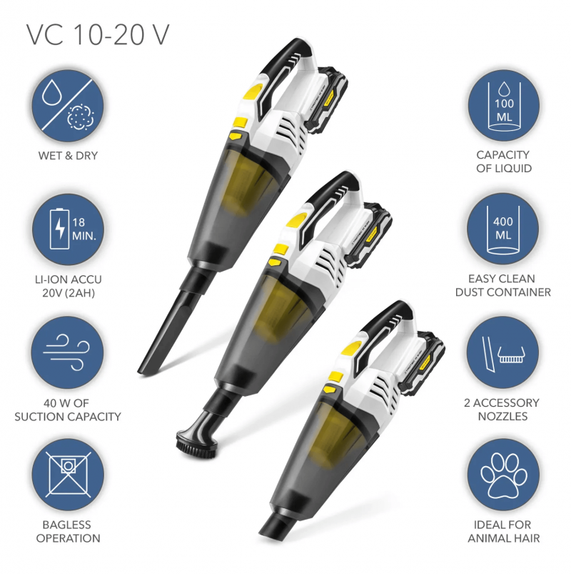 Aspirator de mână fără cablu Trotec VC10-20V, umed și uscat - imagine 9