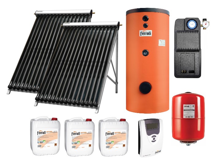 Pachet Solar Ferroli 2x25 Tuburi + Boiler 500L