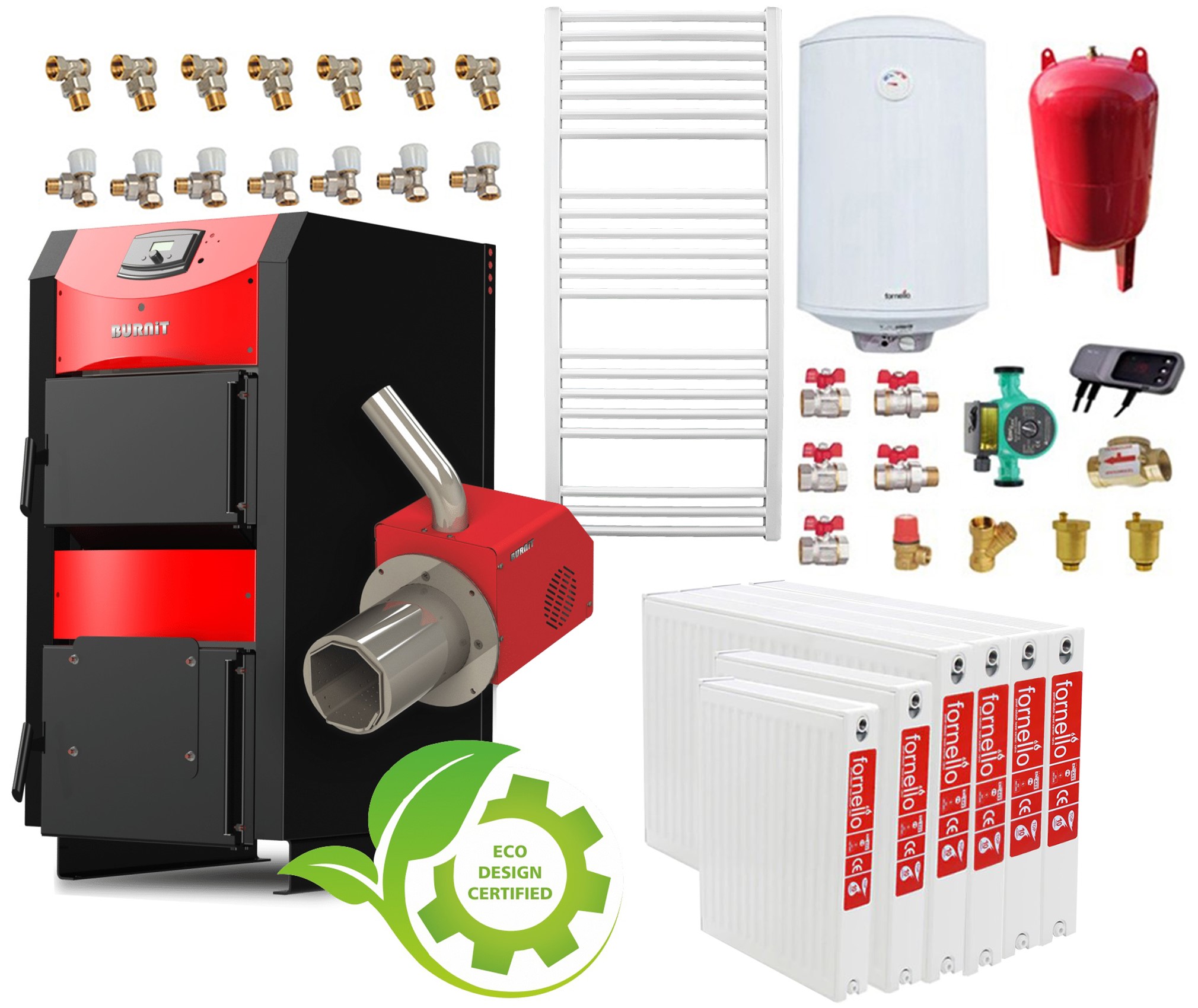 Pachet Centrală Mixtă Burnit 40kW - 5 Camere