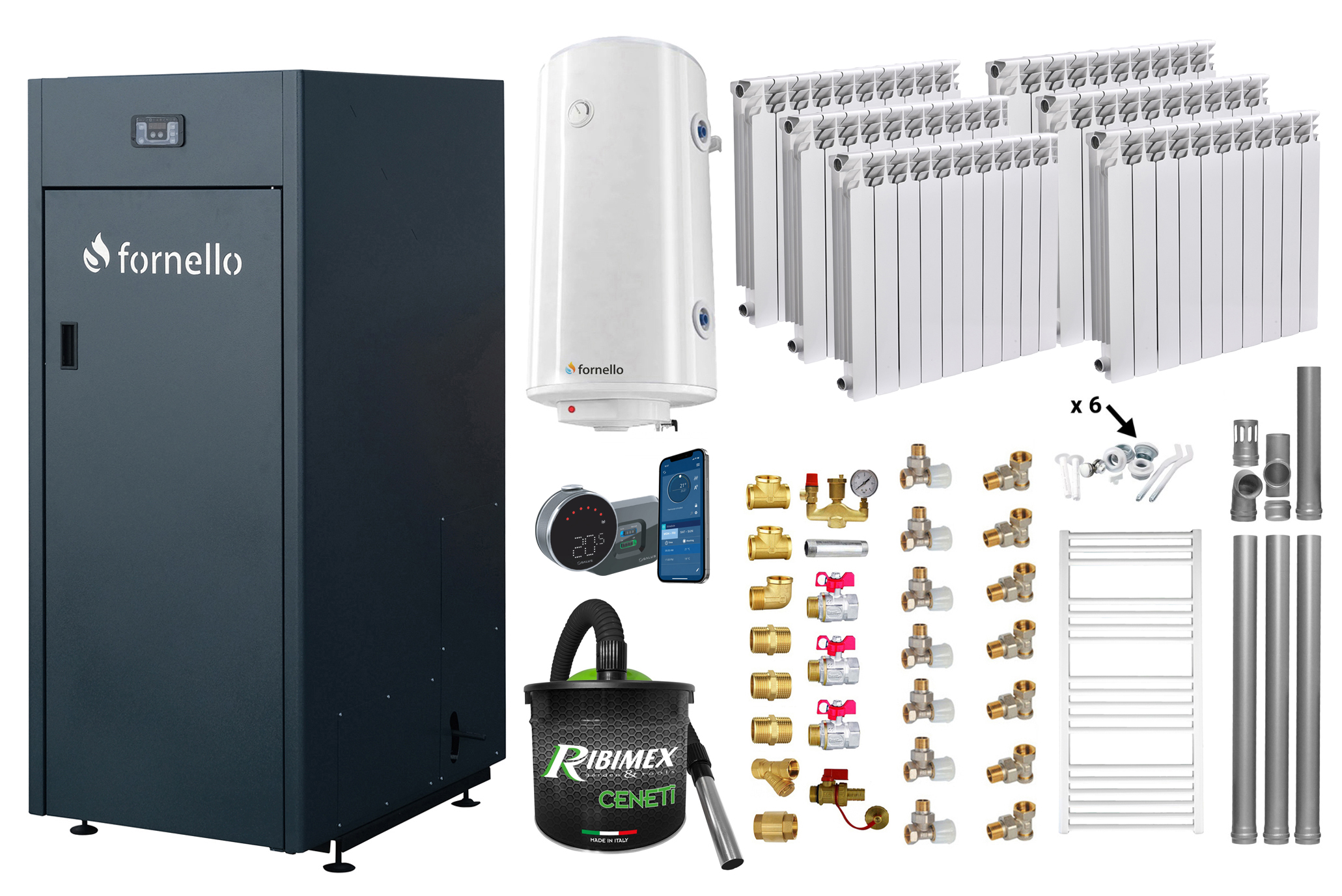 Pachet Centrala Peleti Fornello 25KW Control WiFi - imagine 2