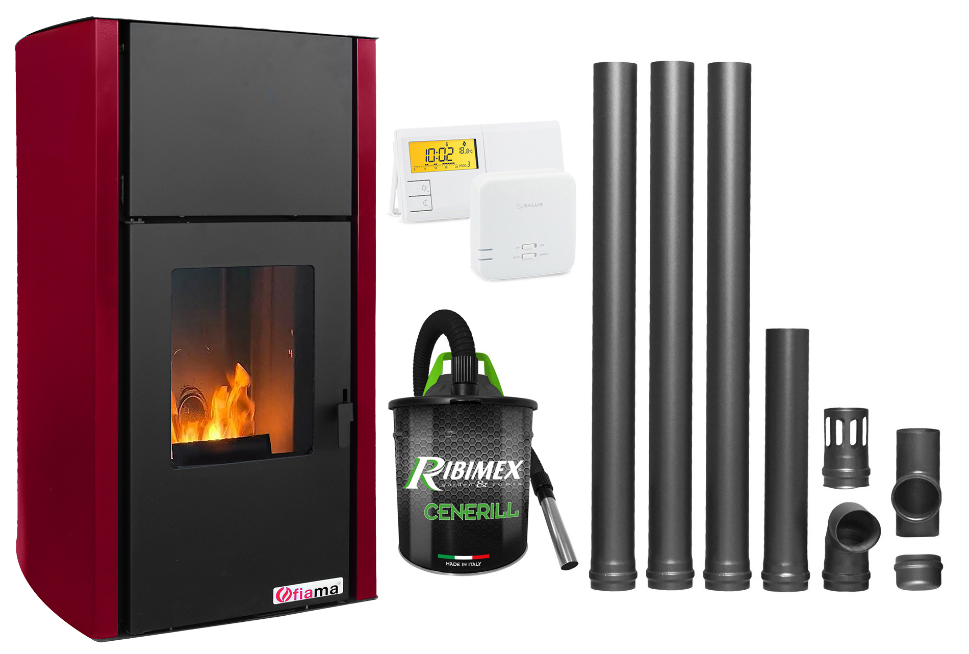Pachet Termosemineu Fornello Fiama 25kW Complet