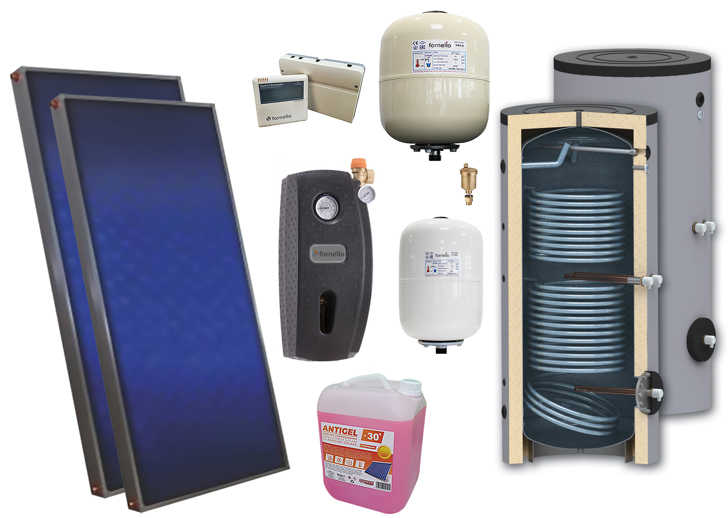 Pachet Solar Premium 2 Panouri + Boiler 200L Sunsystem