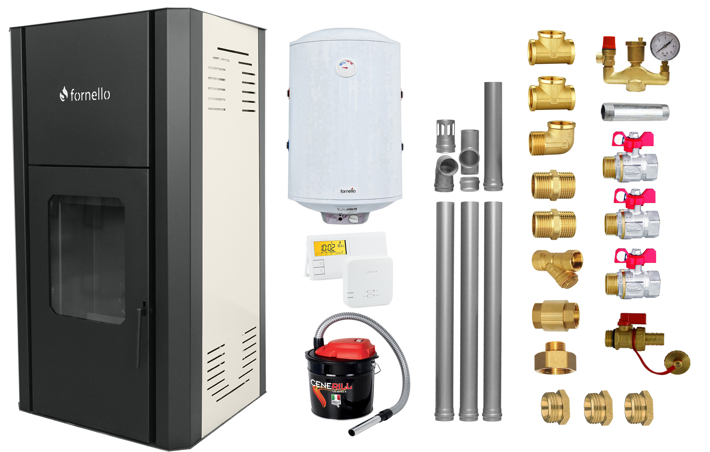 Termosemineu Fornello Primo Pellet 30kw Pachet Complet