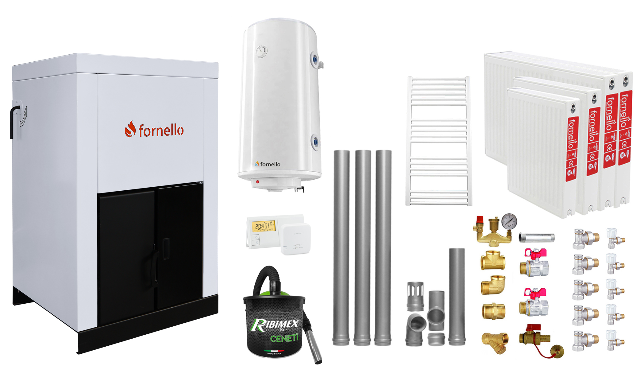 Pachet Centrala Peleti Fornello 25kW - Totul Inclus