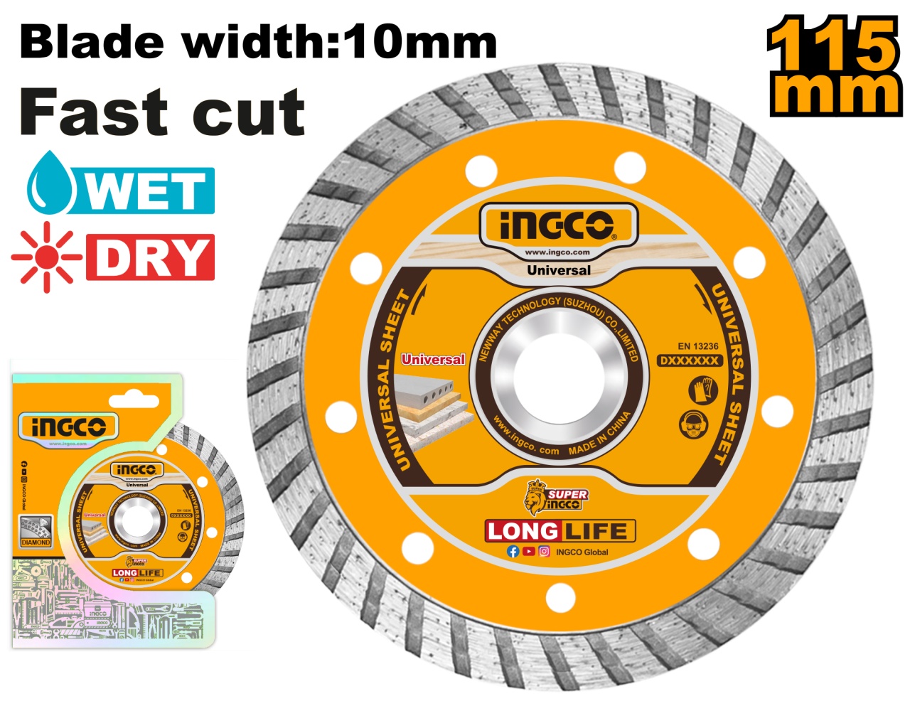 Disc Diamantat Turbo INGCO 115mm - Tăiere Rapidă