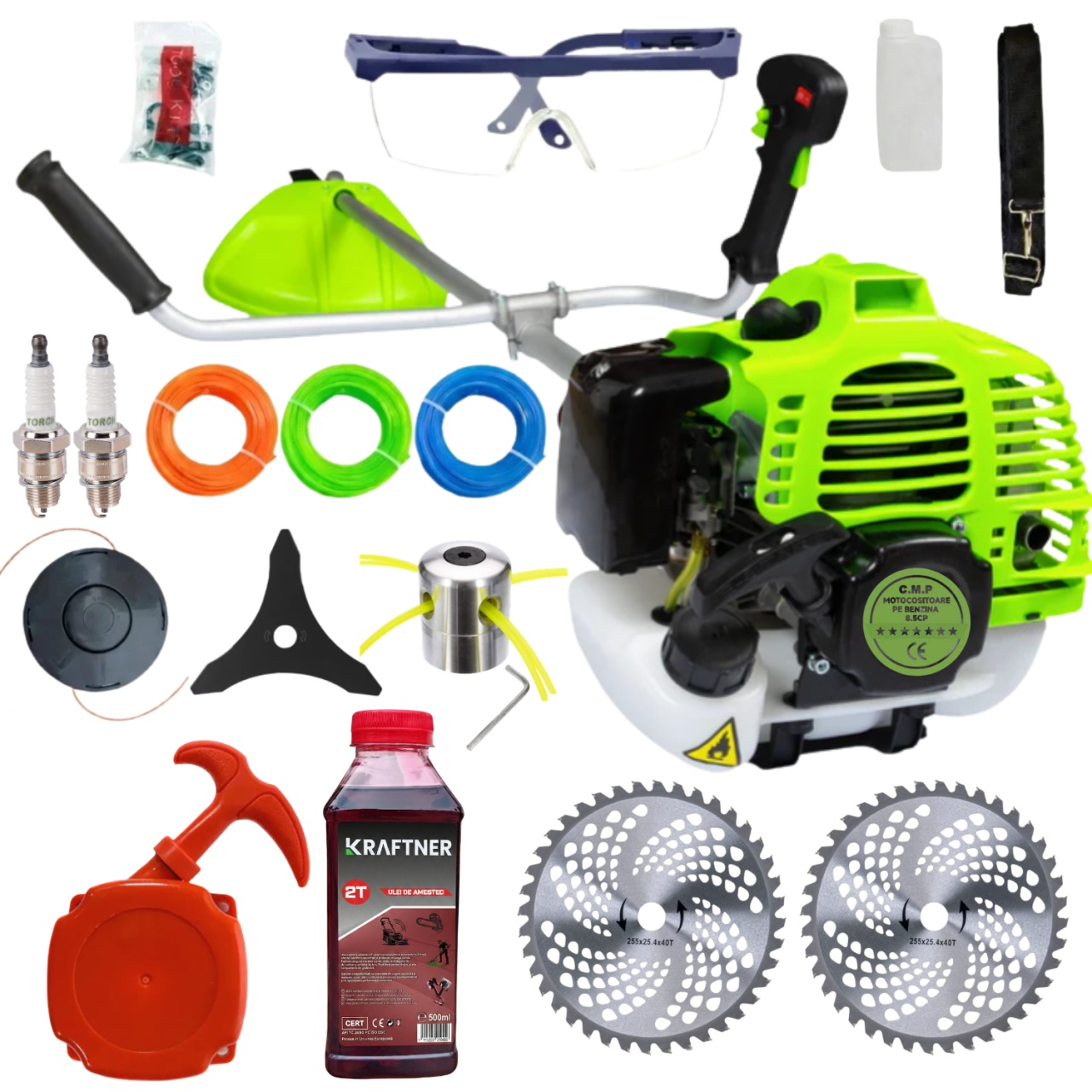 16 ACCESORII - 8.5CP* Motocoasa PE Benzina 2t timpi 12000rpm, 58cc, model 2026, easy-start, Fresco Power by ItalianTech