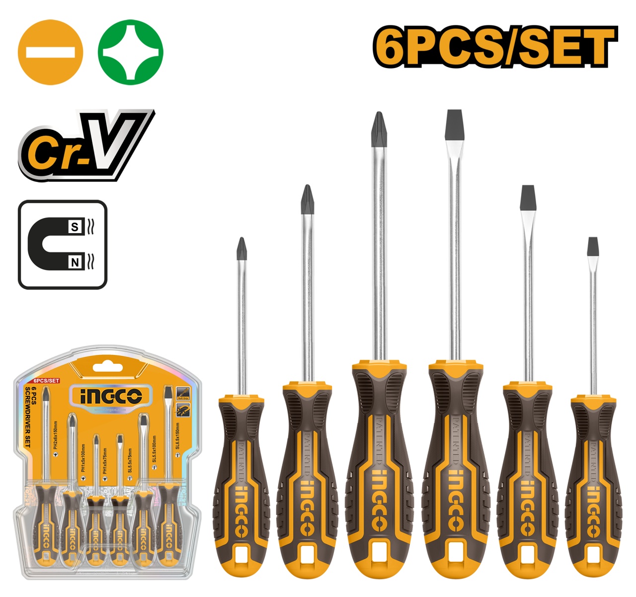 Set Surubelnite INGCO 6 Bucati CRV Profesional