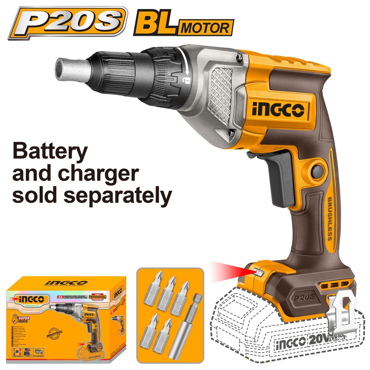 Bormașină Rigips INGCO 20V Brushless 4200rpm - imagine 7