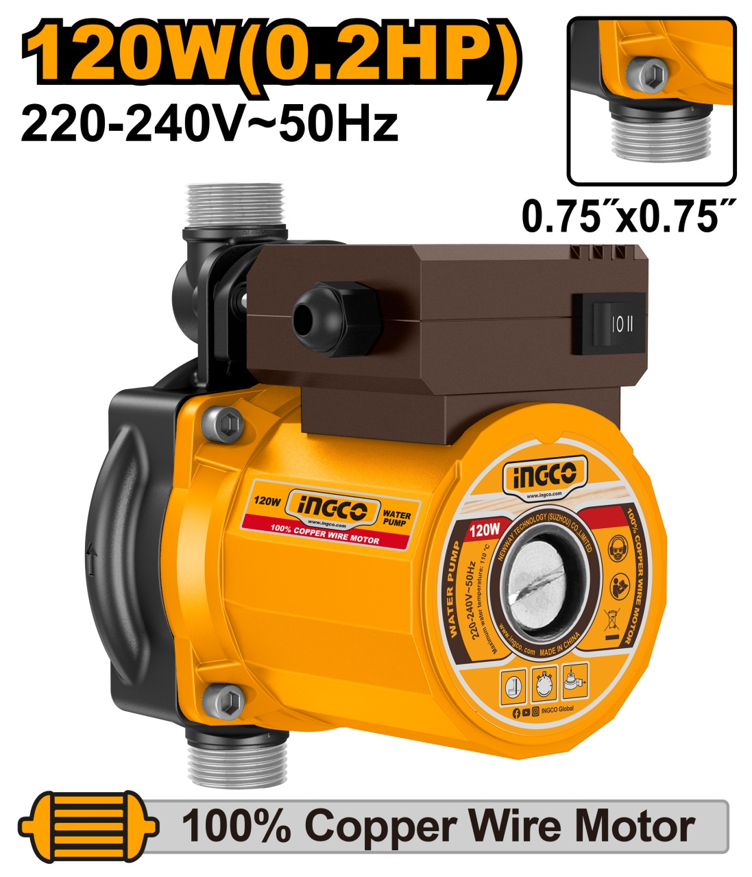 Pompa Recirculare INGCO SCM120 - 25L/min - imagine 2