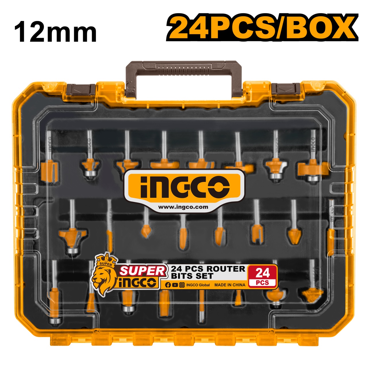 Set Freze Oberfreza Ingco 24 bucți, Coadă 12 mm AKRT24122
