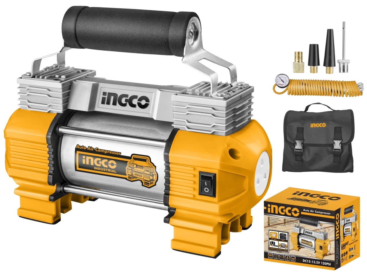 Compresor Auto Ingco 12V, 2 Cilindri, 8 Bar - imagine 2