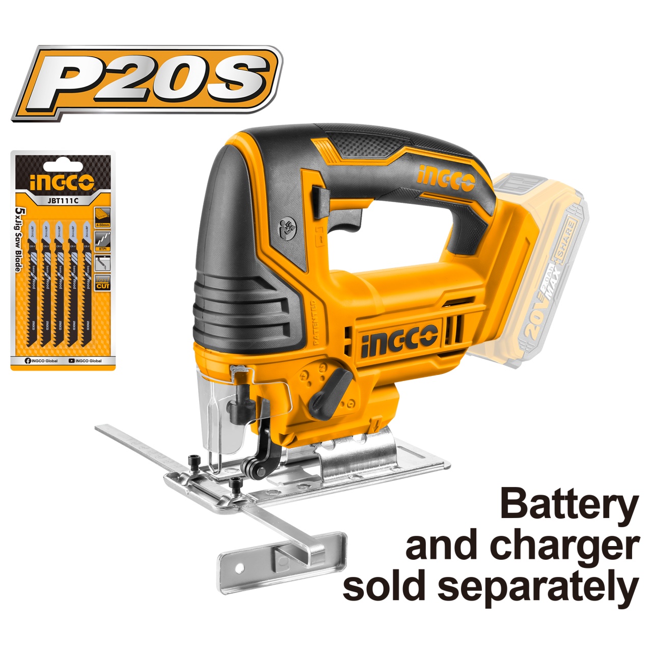 Fierastrau Pendular 20V Ingco CJSLI8501, 5 lame - imagine 2