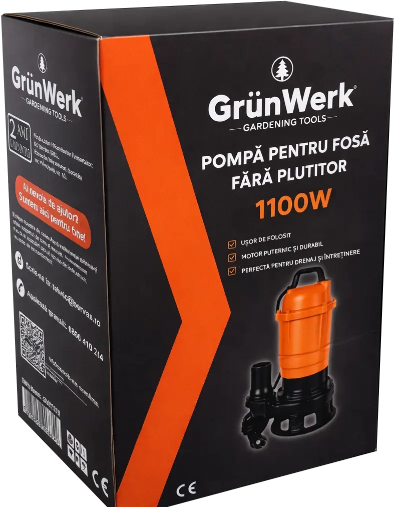 Pompă Apă Murdară Submersibilă Grunwerk 1100W - imagine 3