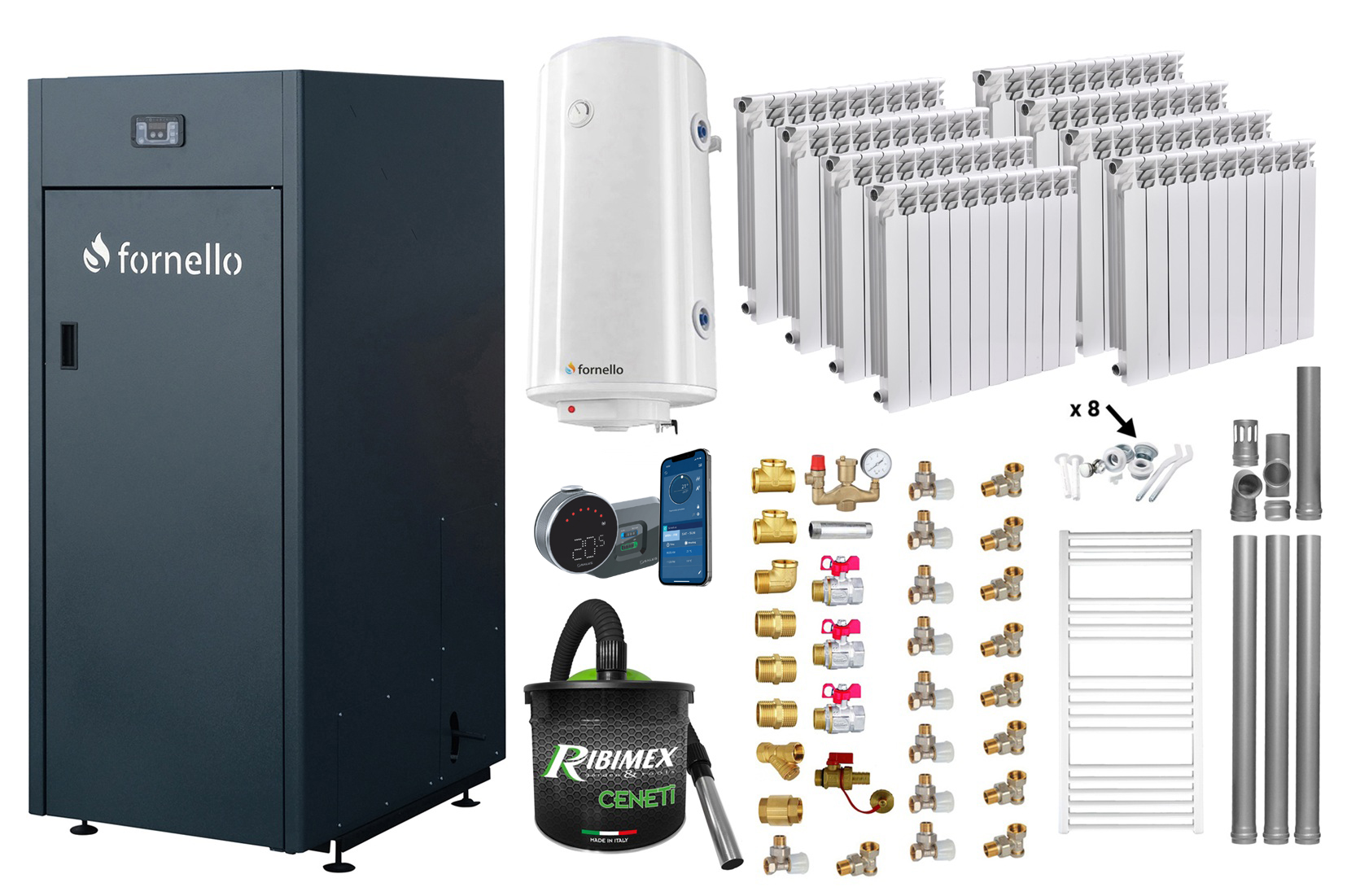 Pachet Centrală Peleti Fornello 30KW Control Online - imagine 2