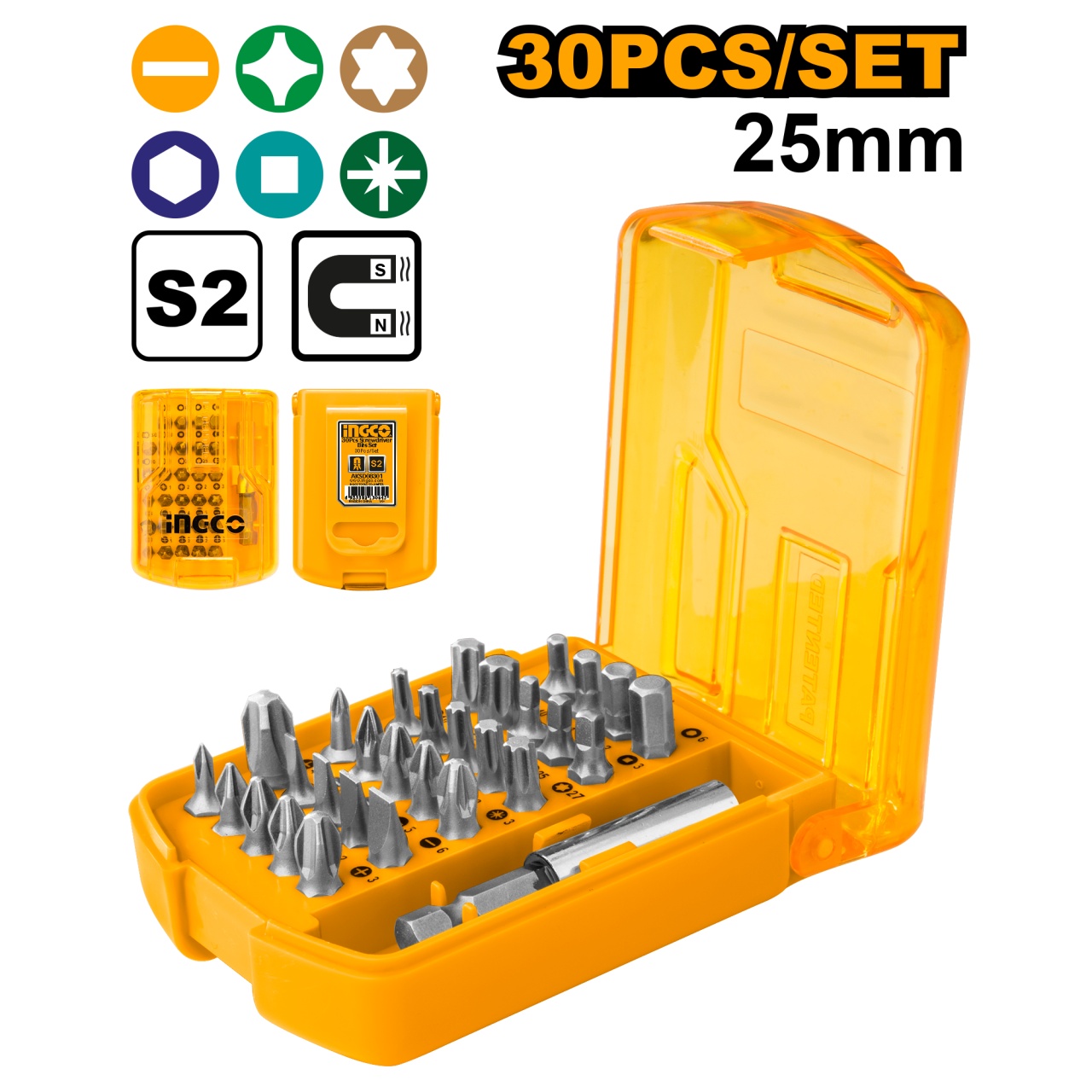 Set Biti 30 Piese INGCO AKSD08301 Profesional