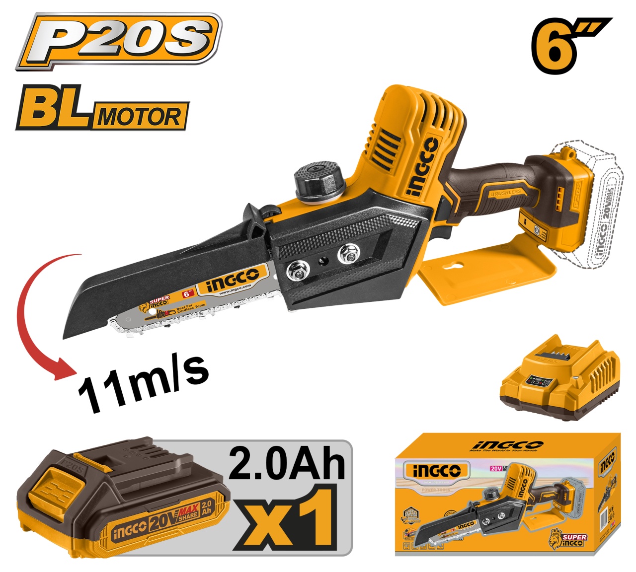 Mini drujba electrica 20V, brushless, 150mm Ingco