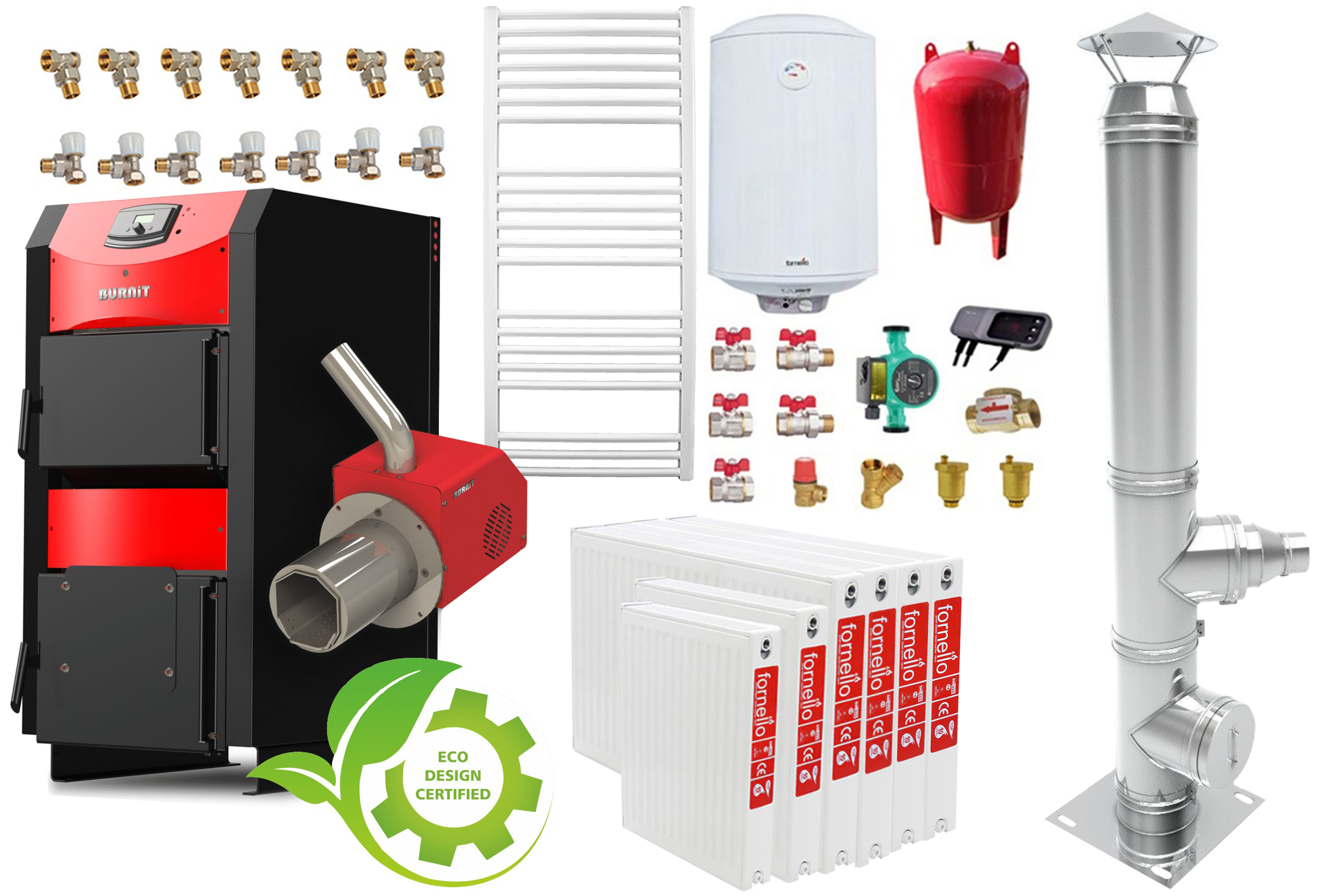 Sistem complet incalzire centrala Burnit 40kW peleti