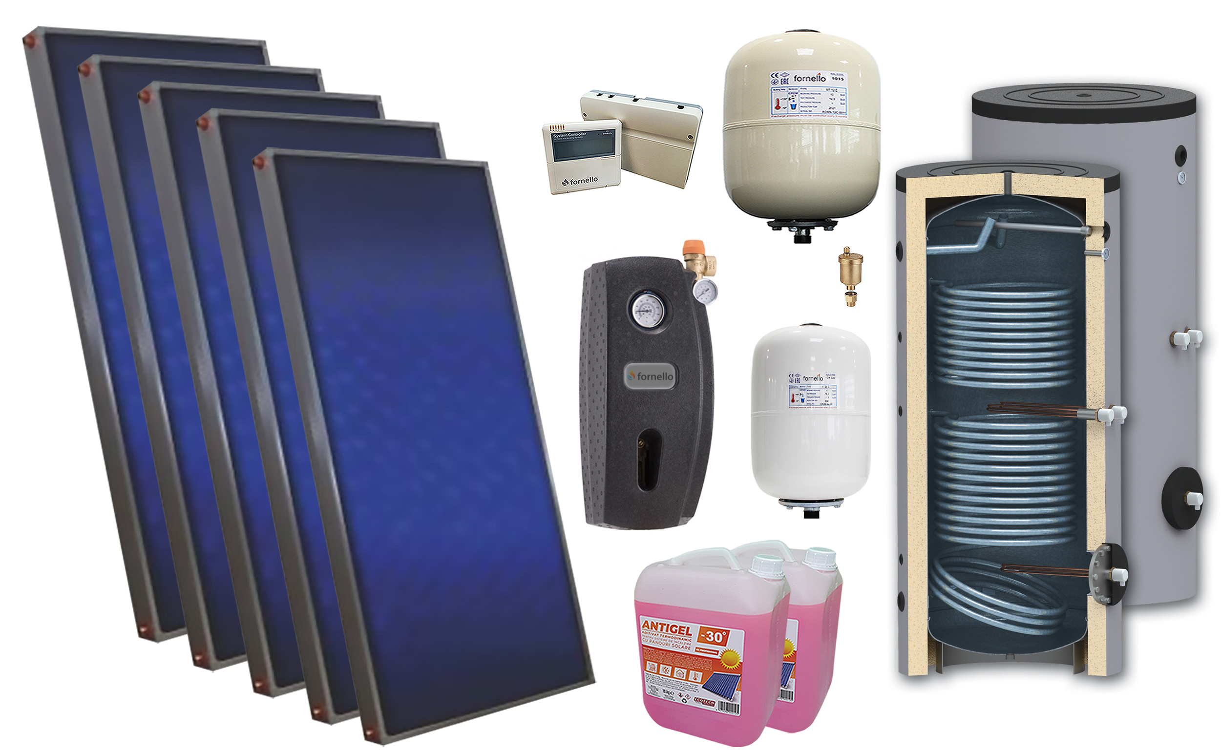 Pachet Solar Premium Sunsystem 5 Panouri + Boiler 500L
