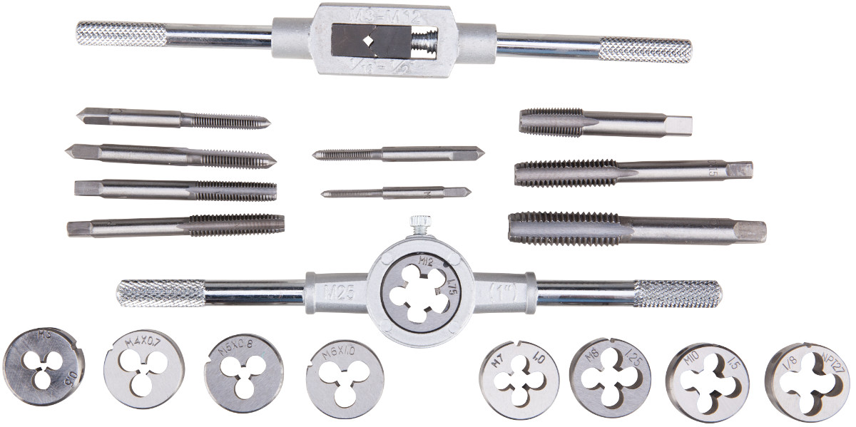 Set Filieră și Tarozi Evotools, 20 Piese, M3-M12