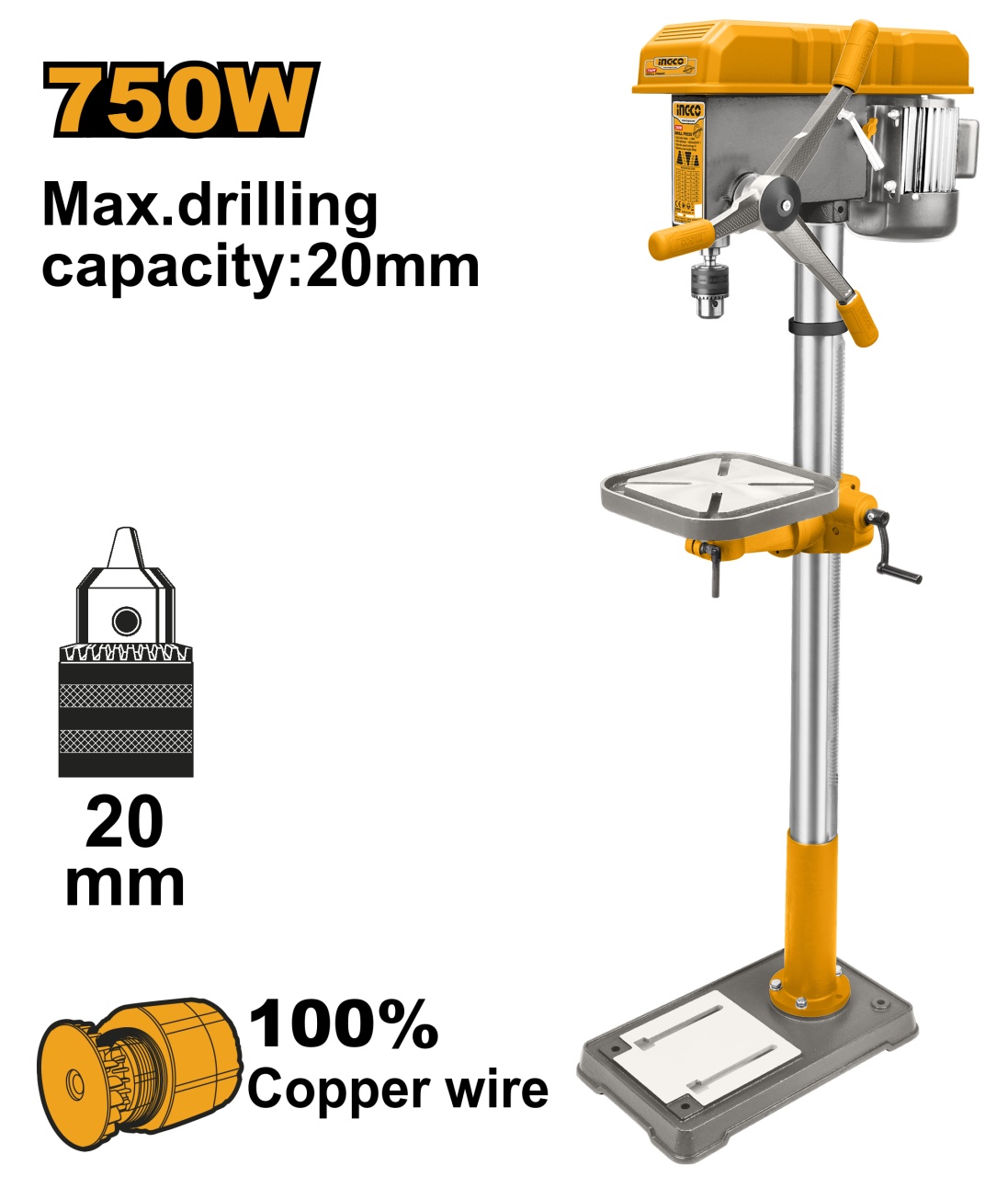 Masina Gaurit cu Coloana 750W Ingco DP207505 - imagine 1