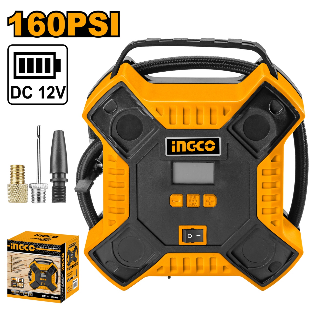 Compresor Auto 12V Digital 35L/Min Ingco