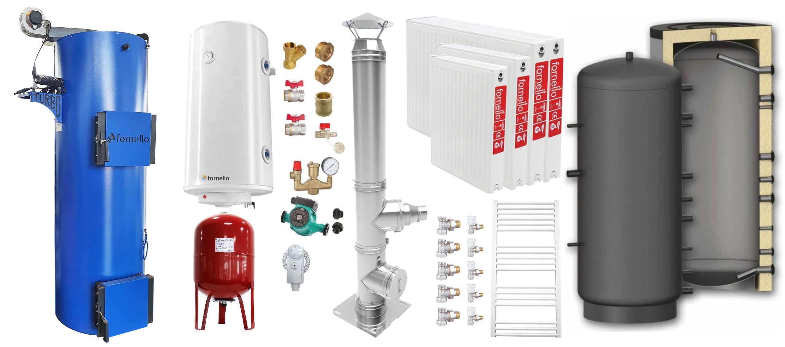 Pachet Complet Centrala Fornello 35kW + Puffer 800L
