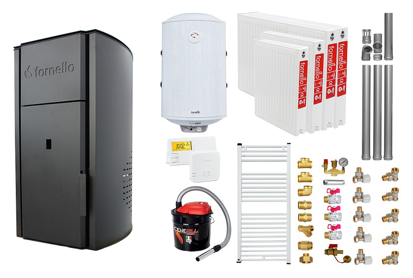 Pachet Centrala Peleti 25kW Fornello + Boiler 100L
