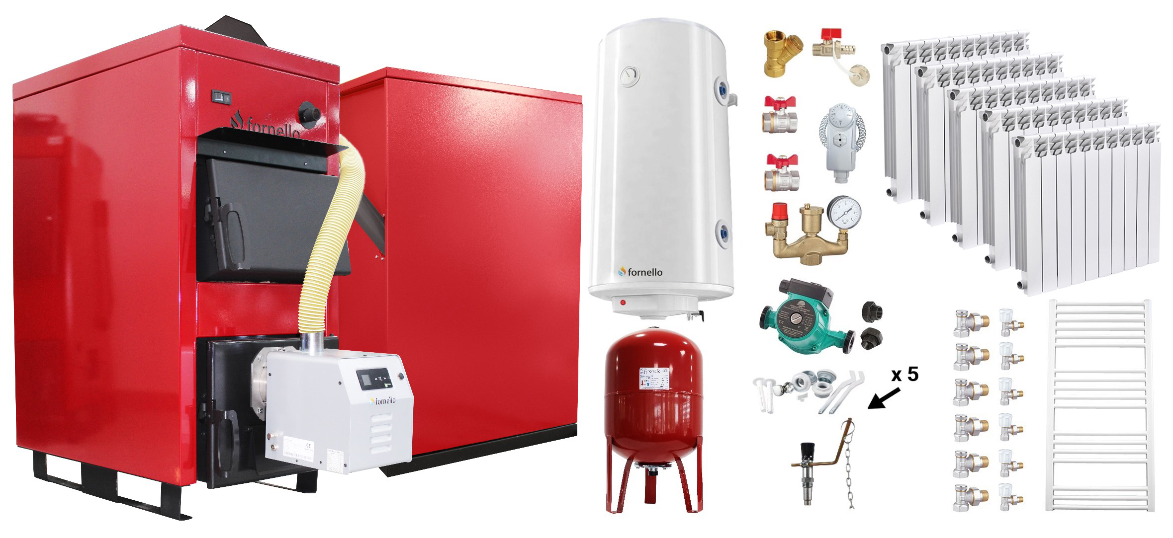 Centrala Mixta Lemn Peleti Fornello 25 kW Pachet Complet