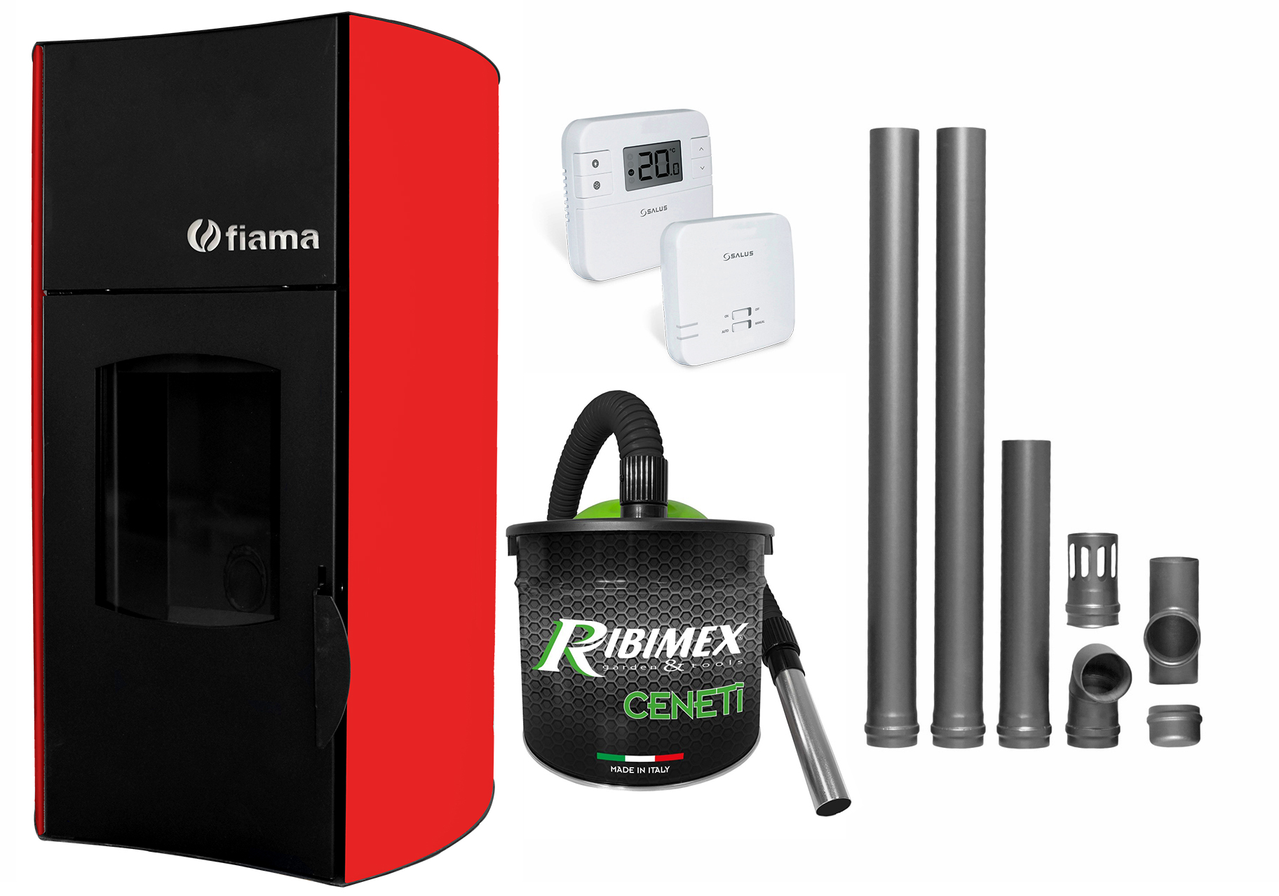 Termosemineu Peleti Fiama Red 25kw Pachet Complet