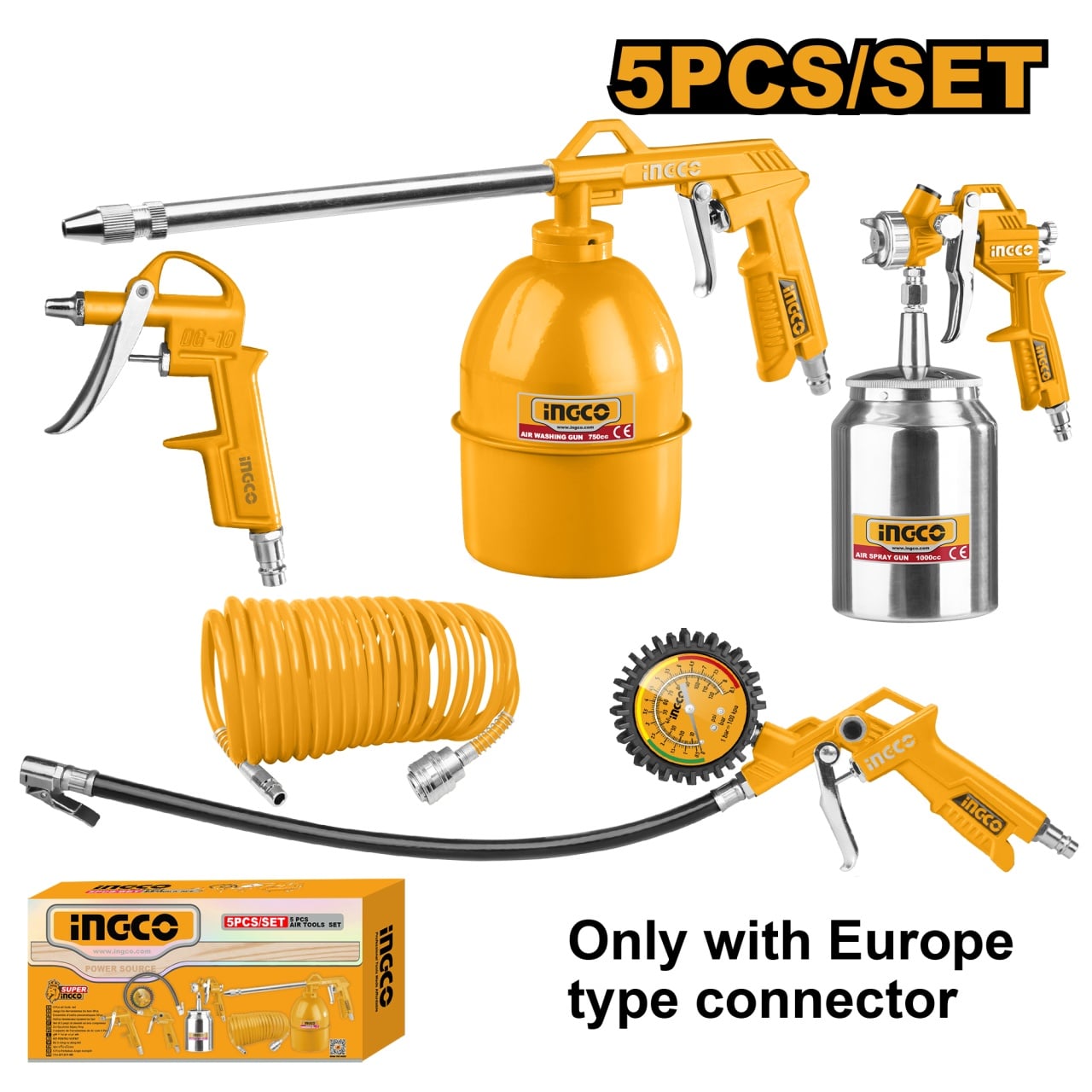 Set 5 unelte pneumatice Ingco AKT0051