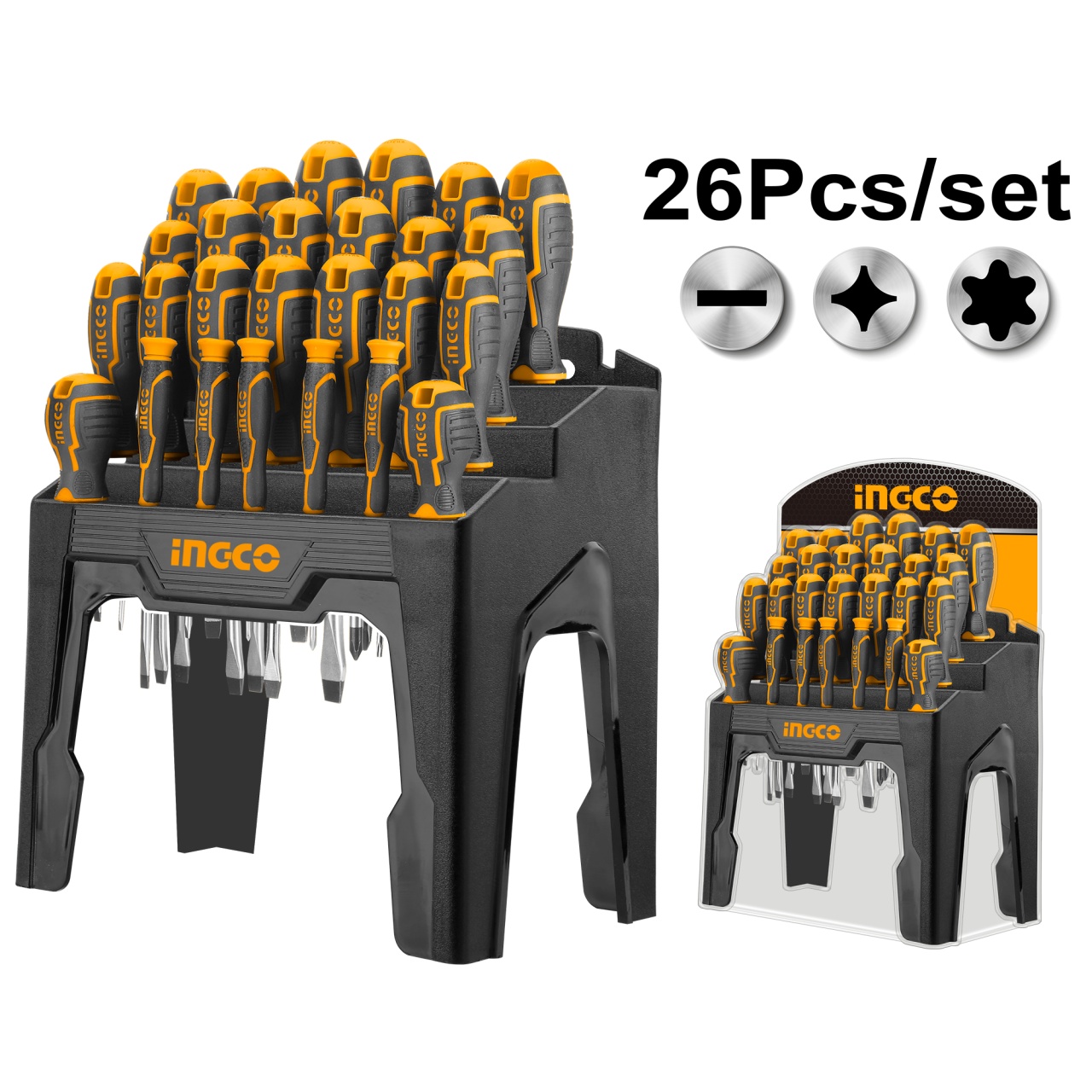 Set Surubelnite 26 bucati cu Suport, Ingco HKSD2628 - imagine 2