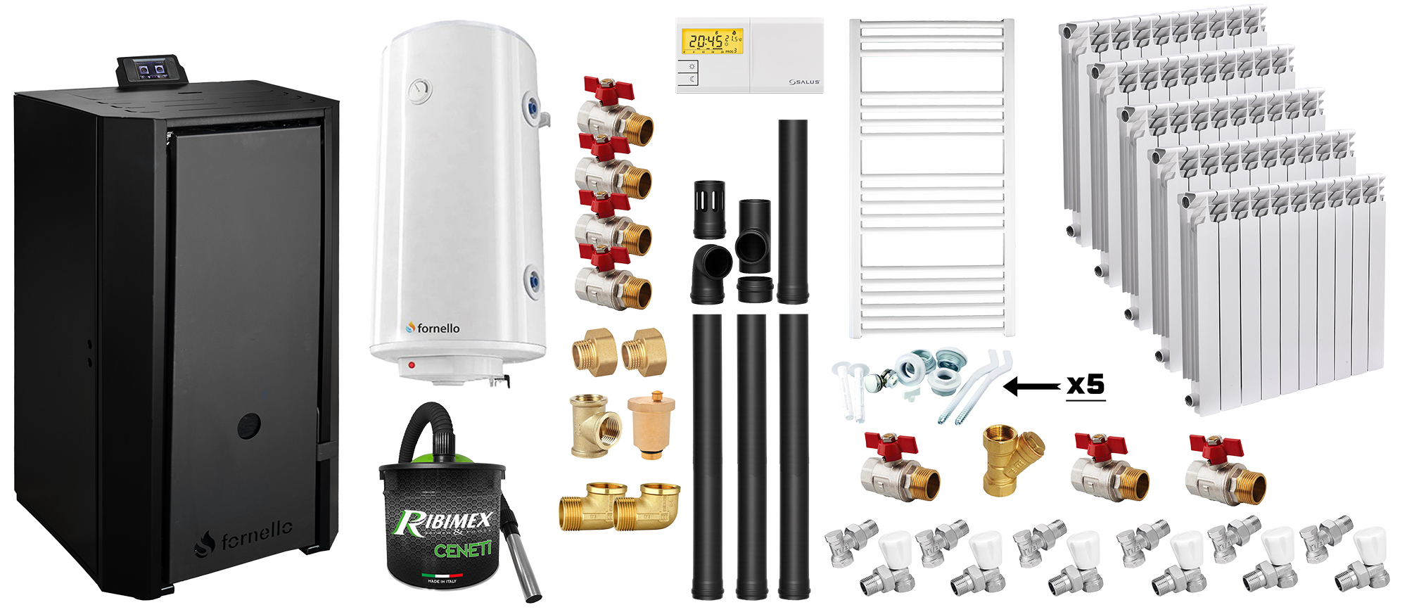 Pachet Centrală Peleti Fornello 25KW Complet